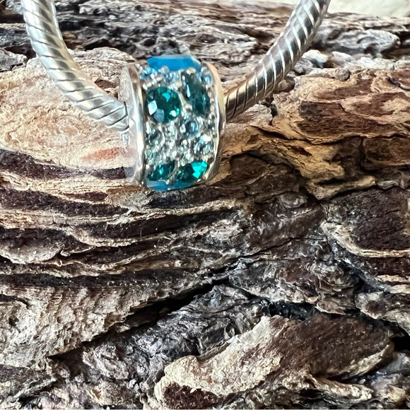 New Chamilia Swarovski Crystals Charm Mosaic Blue Multi Silver Bead Murano - Picture 9 of 13